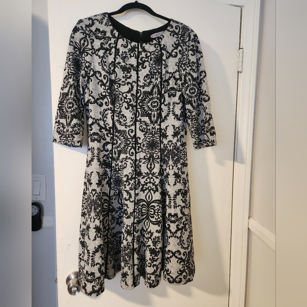 Danny and Nicole grey and black holiday party dress, size 14